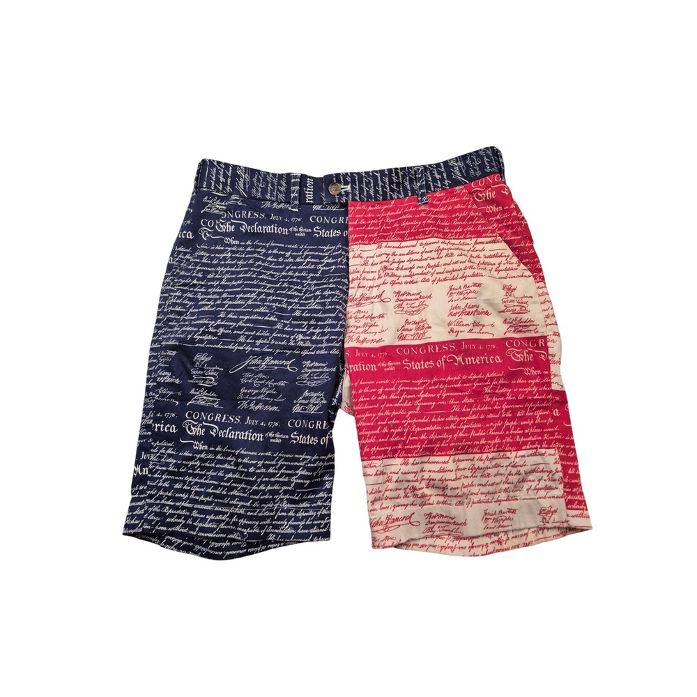 Loudmouth Golf Mens Declaration‎ of Independence Patriotic Script Shorts Sz 34